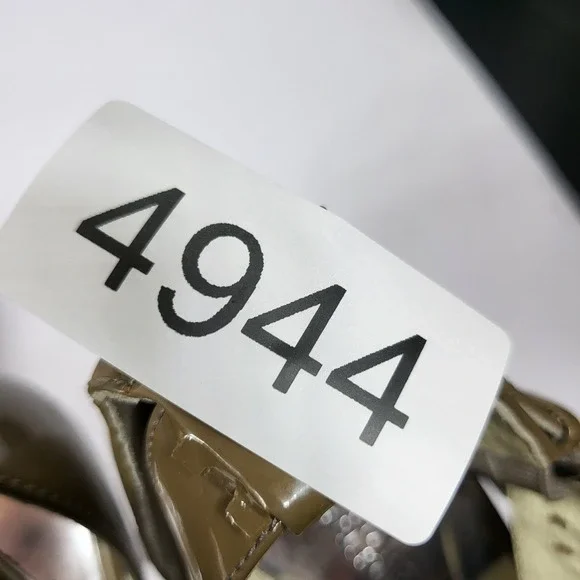 Michael Kors ST15F Olive Tan Patent Leather Multi Strap Platform Sandals Size 9M - Picture 13 of 13